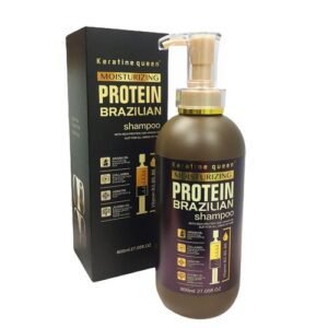 Flacon de shampooing brésilien protéiné hydratant Keratin Queen de 800 ml avec pompe.