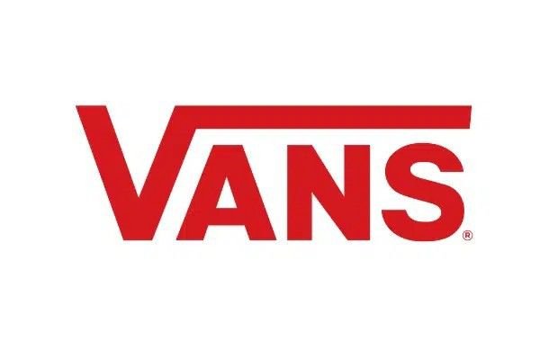 Logo de la marque Vans en rouge avec un design simple et épuré.