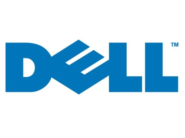 Logo de la marque Dell en bleu, stylisé avec des lettres en majuscules et un design distinctif.