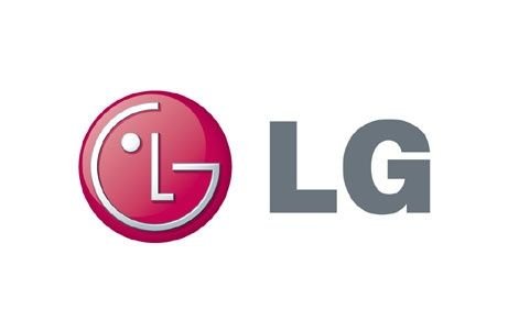 Logo de LG avec un symbole stylisé et le texte 'LG' en gris à droite.