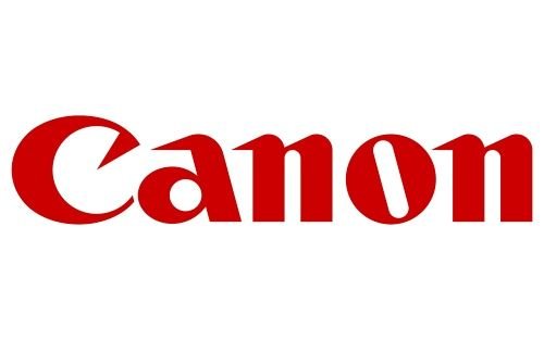 Logo de Canon en rouge avec une typographie distinctive et un design simple.